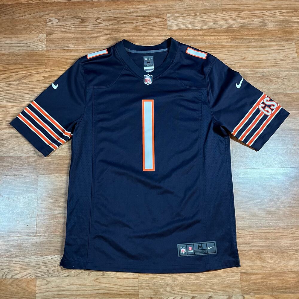 Nike Chicago Bears Jersey Mens Sz M Justin Fields #1‎ NFL On Field Navy Blue